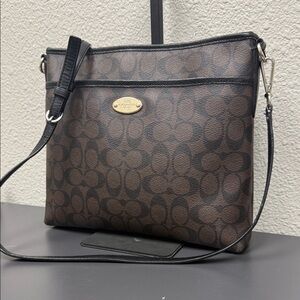Coach Black and Brown Signature Shoulder Bag